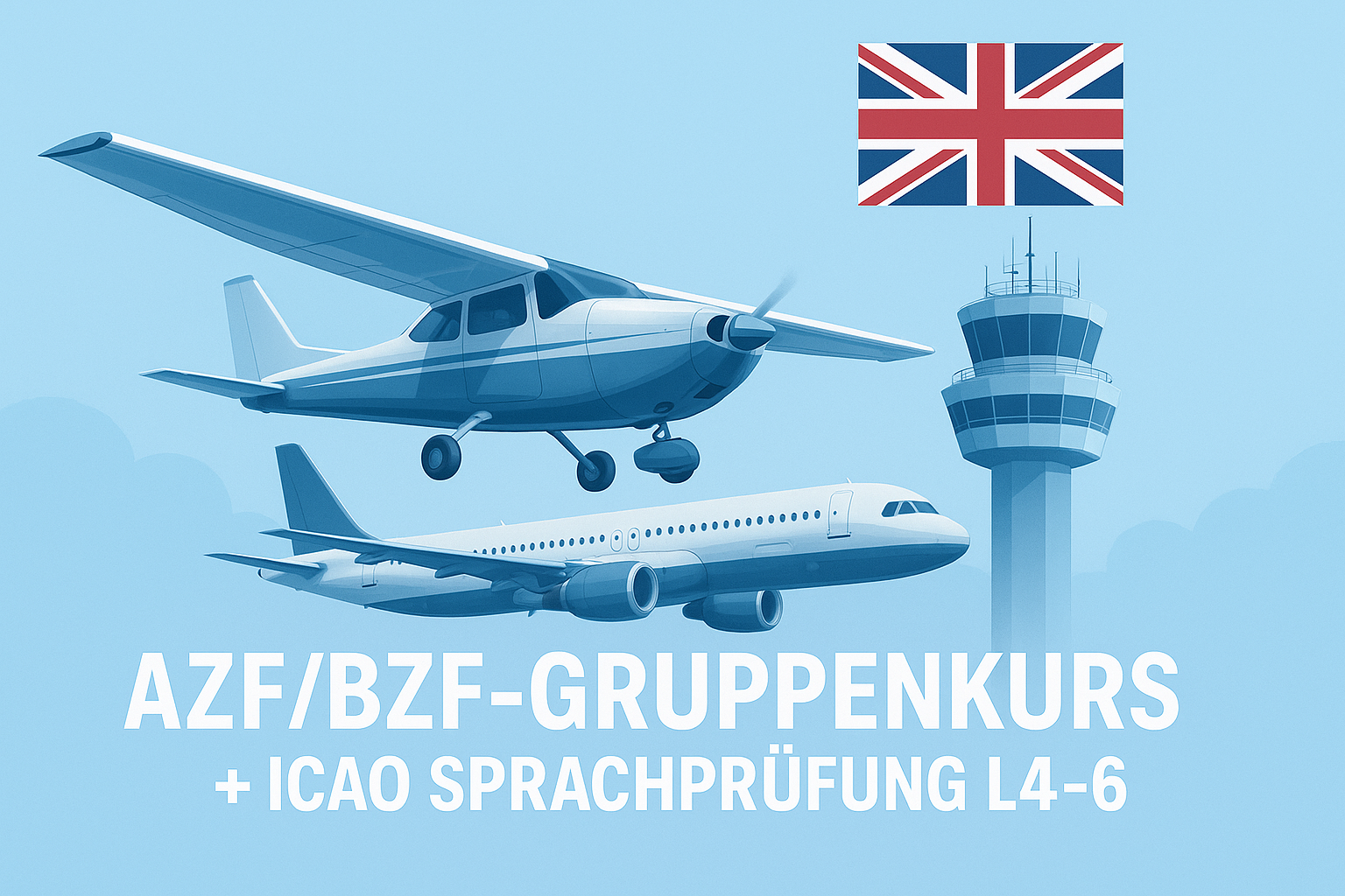 AZF oder BZF Gruppenkurs + ICAO Sprachprüfung L4-6